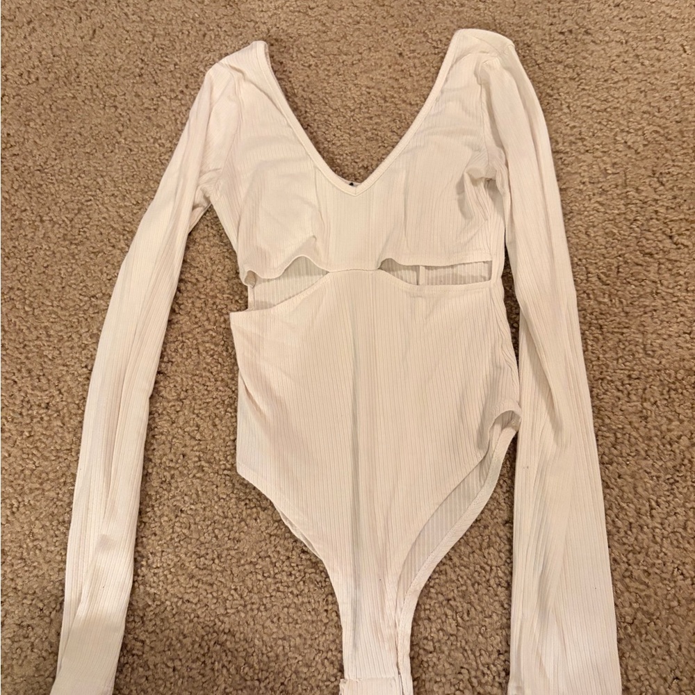 Adika White Ribbed Long Sleeve Kids Bodysuit